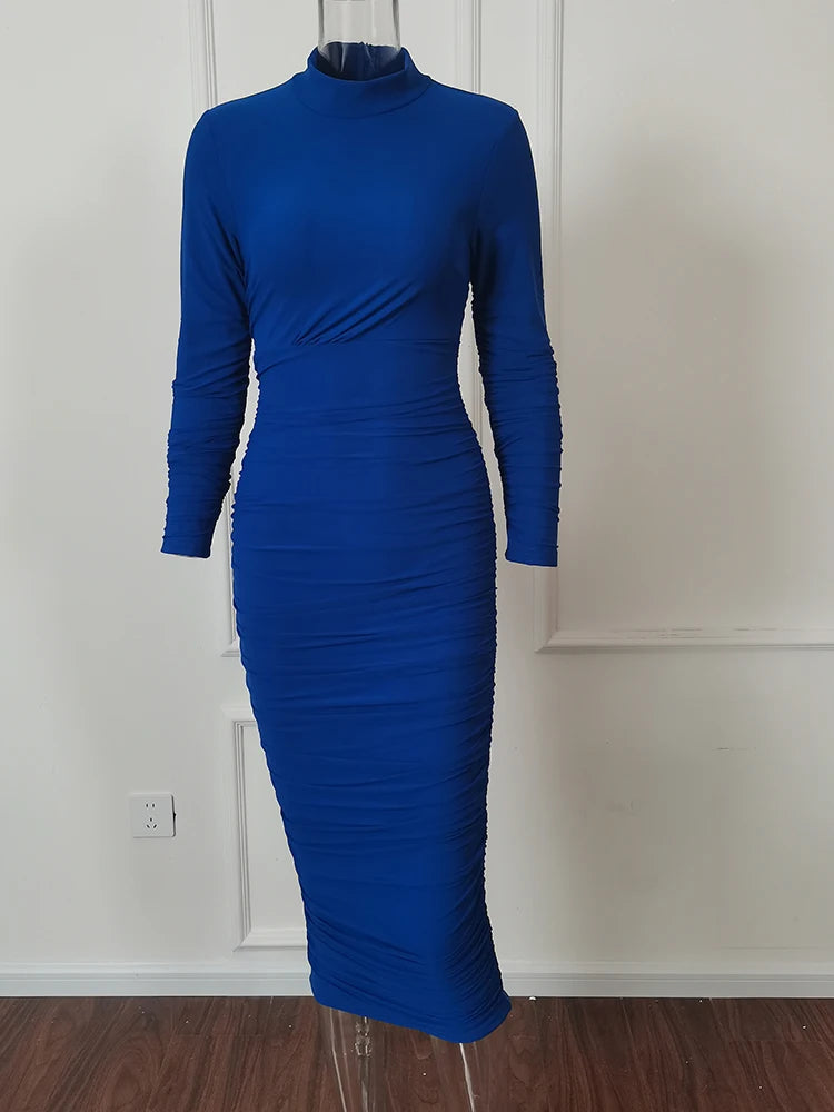 Y2K Solid Color Bodycon Long Dress