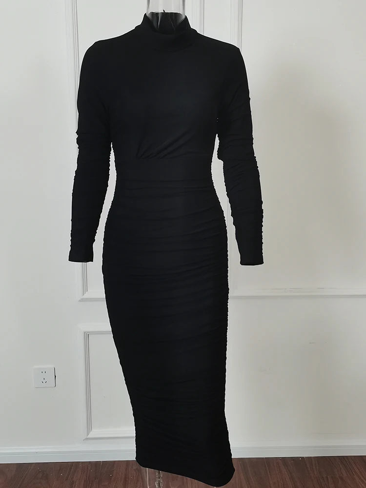 Y2K Solid Color Bodycon Long Dress