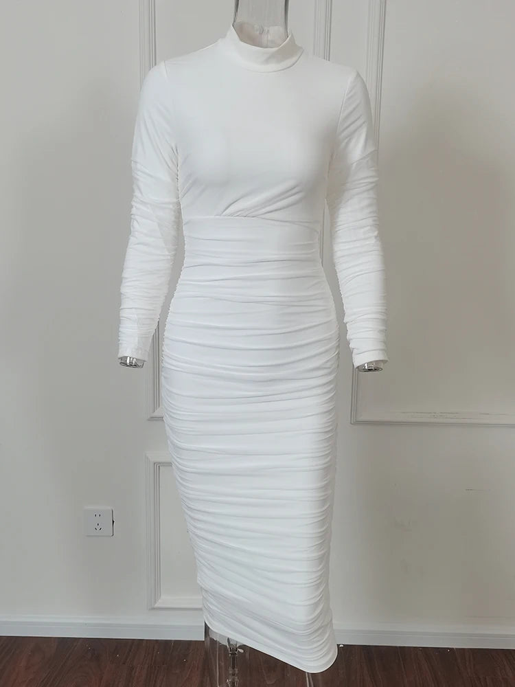 Y2K Solid Color Bodycon Long Dress